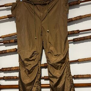 Women’s Brown / Gold Casual Parachute Pants